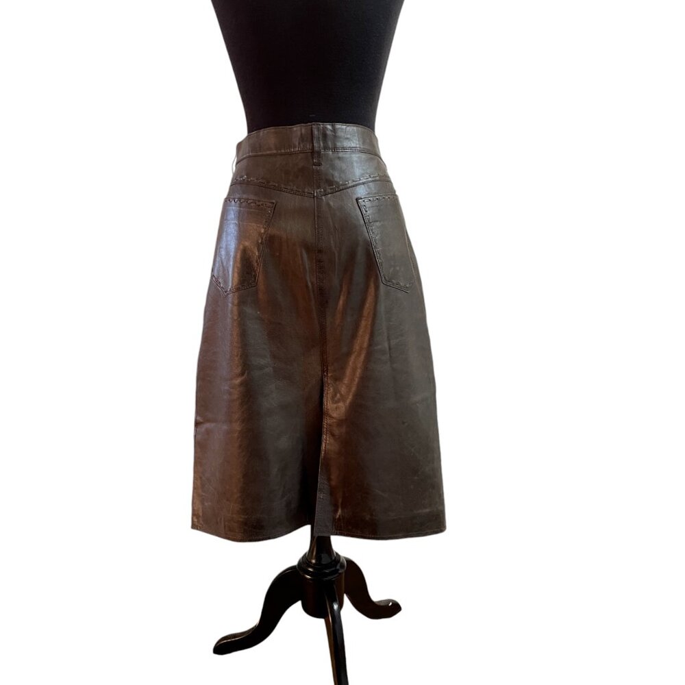 Size 10 Philosophy Di Alberta Ferretti Chocolate brown leather skirt - Picture 3 of 8